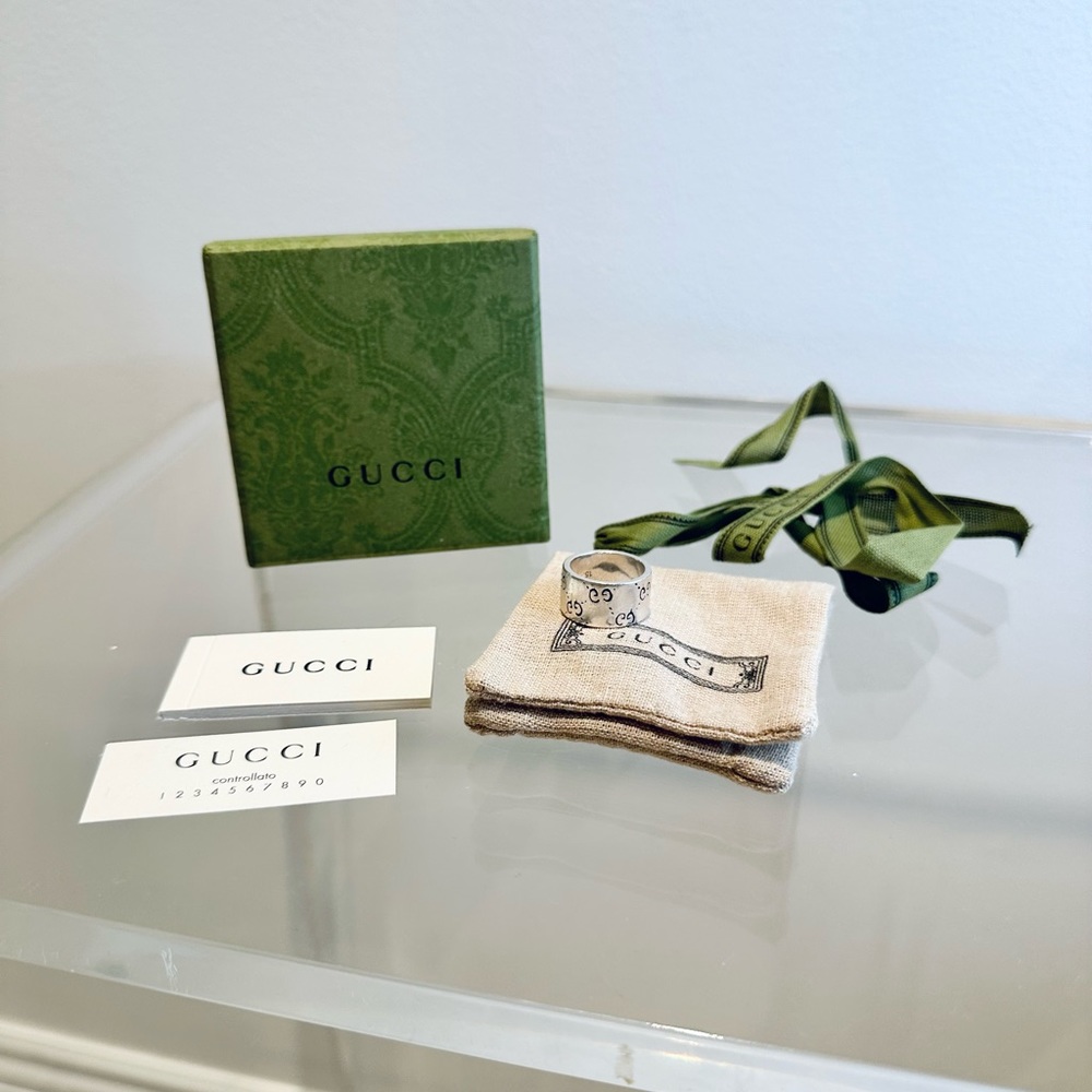 Authentic GUCCI Ghost Ring Sterling Silver Designer Jewelry 925 Sterling Silver